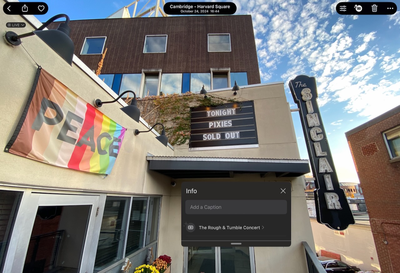 Pixies at The Sinclair (marquee), not The Rough & Tumble