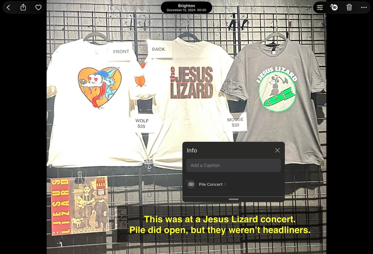 merch table for the Jesus Lizard, for whom Pile opened