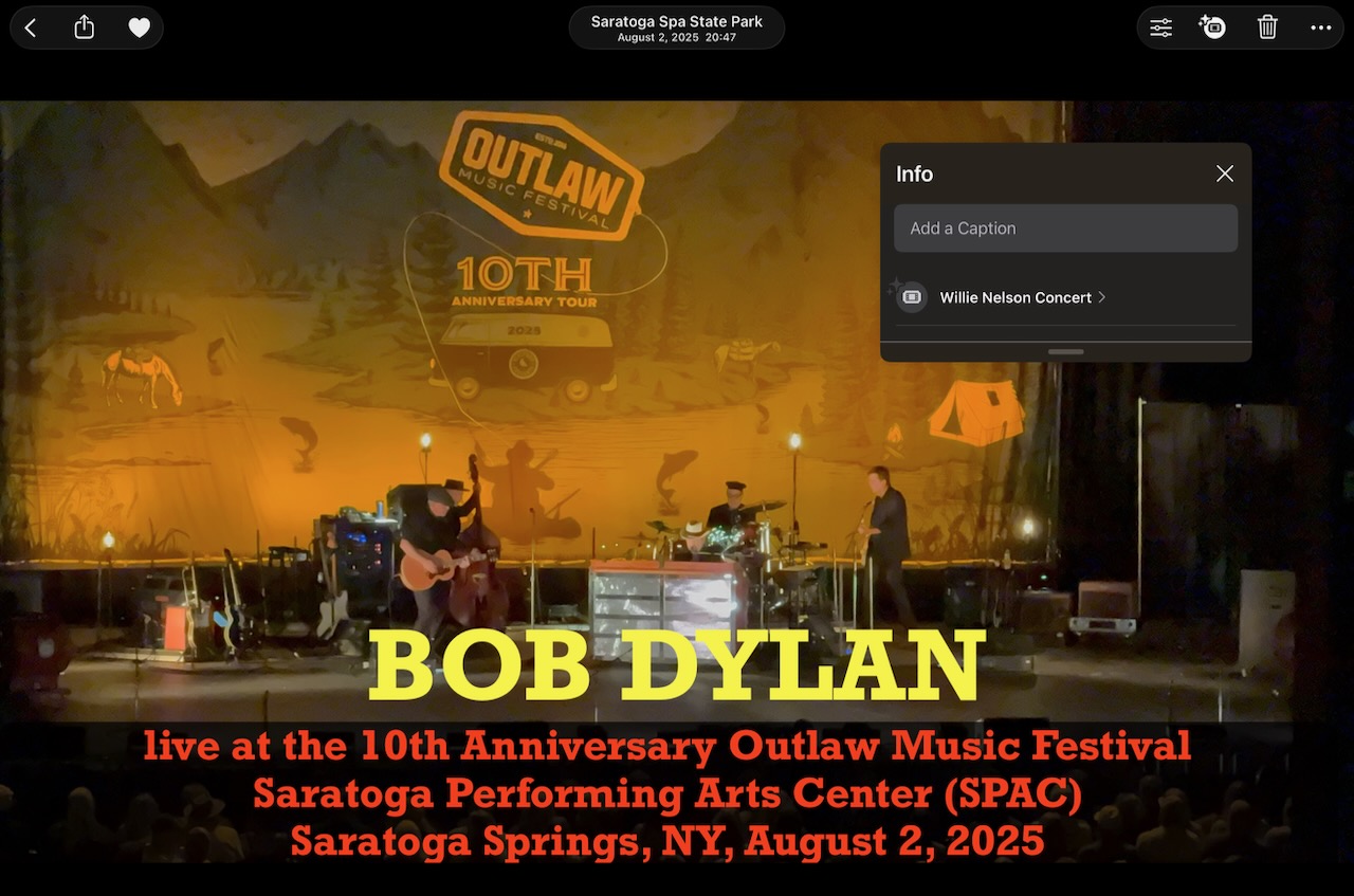 Bob Dylan at Outlaw Music Festival 2025, not Willie Nelson